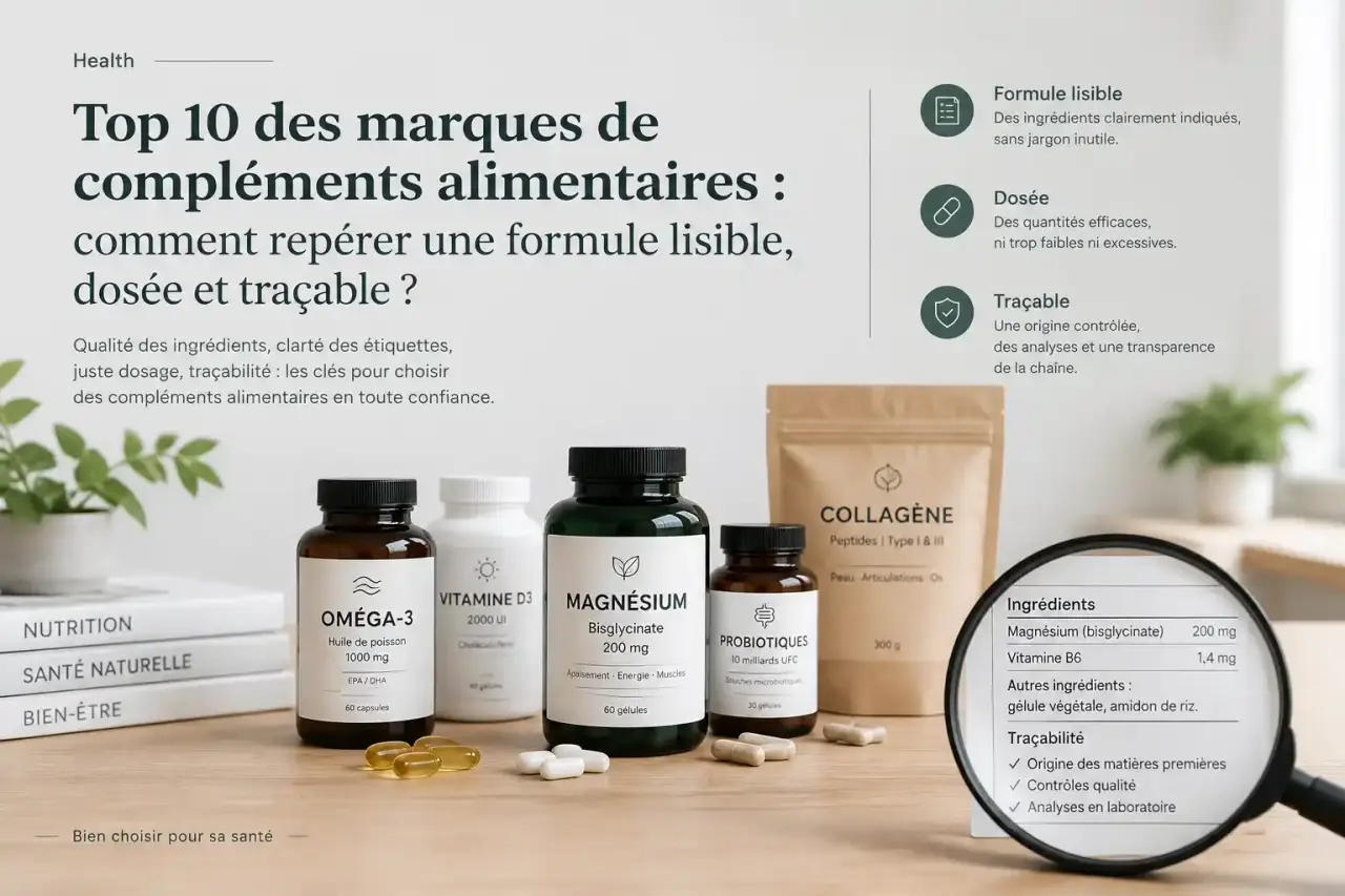 Top 10 des marques de compléments alimentaires : comment repérer une formule lisible, dosée et traçable ?