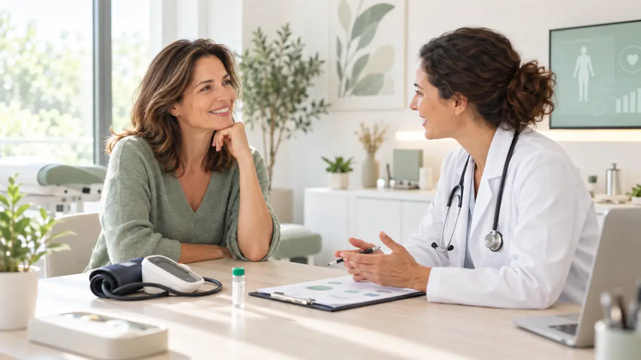 Personne accompagnée par un professionnel de santé lors d'un bilan préventif