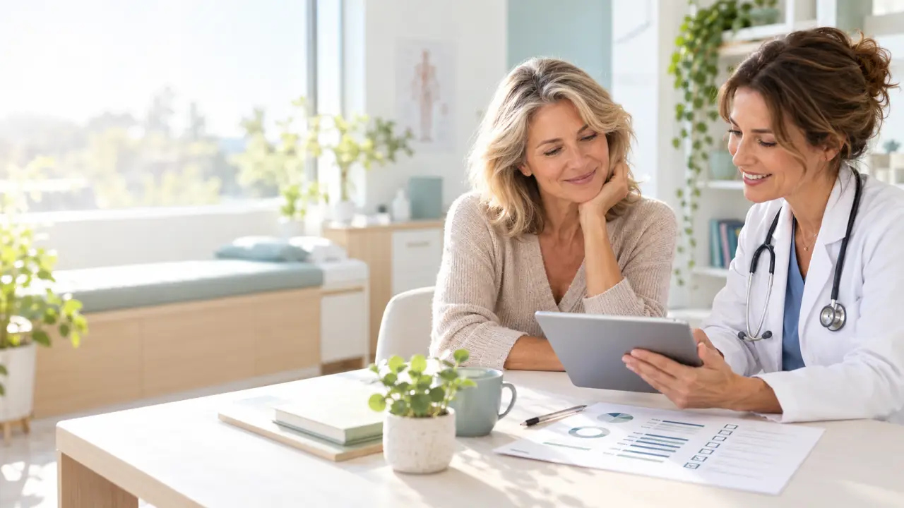 Femme attentive à sa santé pendant la période de ménopause